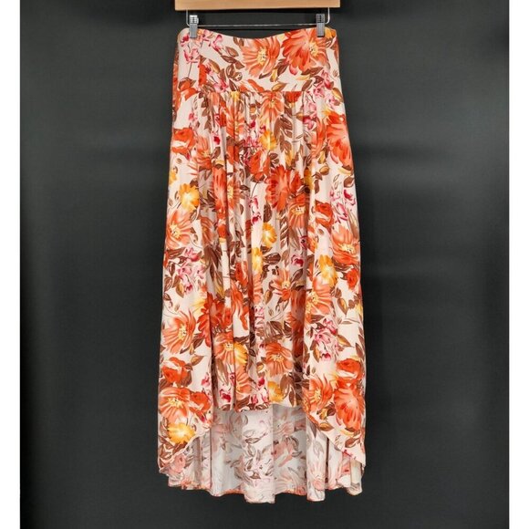Petal & Pup Elena Floral High Low Midi Skirt 10 Orange Boho Chic Summer Party - Picture 1 of 9